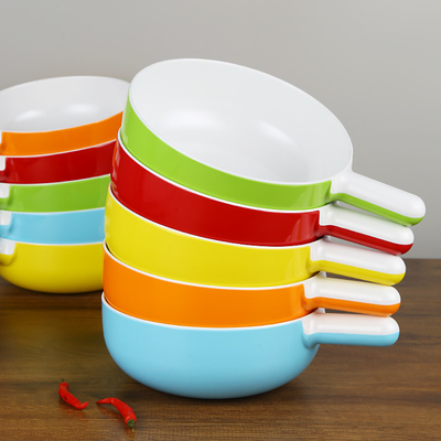 Harga yang bagus Restaurant Hotel Soup Noodle Deep Melamine Round Bowls Drop Resistant With Handle on line