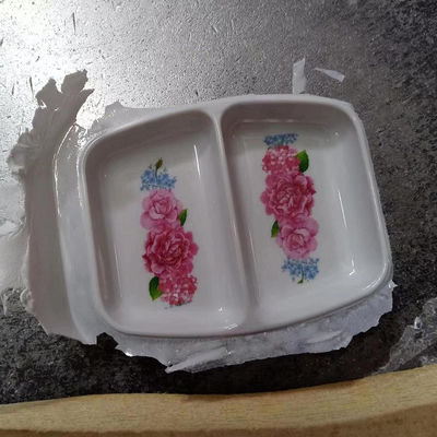 Harga yang bagus Piring Saus Kecil Bubuk Resin Urea Formaldehida Dengan Stiker Khusus on line