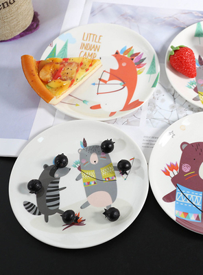 Harga yang bagus Set Peralatan Makan Melamin Cetak yang Disesuaikan Dicetak Piring Melamin Putaran Eco Freindly melamin ware plate on line
