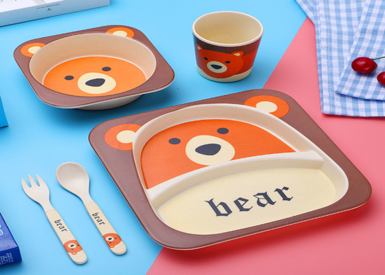Harga yang bagus 5 pcs Lucu Hewan Desain Anak Set Alat Makan Melamin on line