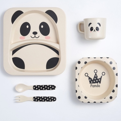 Harga yang bagus Set Peralatan Makan Anak Mangkuk Serat Bambu Multicolor Ringan on line