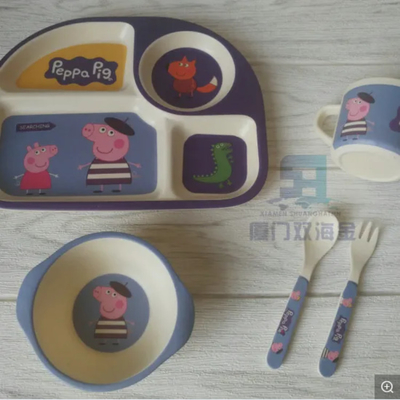 Harga yang bagus Set Peralatan Makan Serat Bambu Anak Adorable Untuk Anak-Anak on line