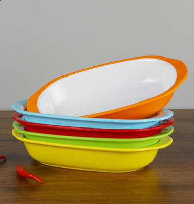 Harga yang bagus Multicolor Rectangle Restaurant Oval Melamin Mangkok Besar Ramah Lingkungan 10 Inci on line