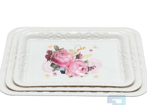 Harga yang bagus Desain Bunga Ramah Lingkungan Nampan Melamin Plastik Melayani 12,5 Inch on line