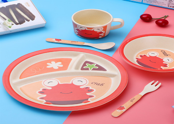 Harga yang bagus Set Peralatan Makan Anak Set Piring Makan Anak Serat Bambu on line