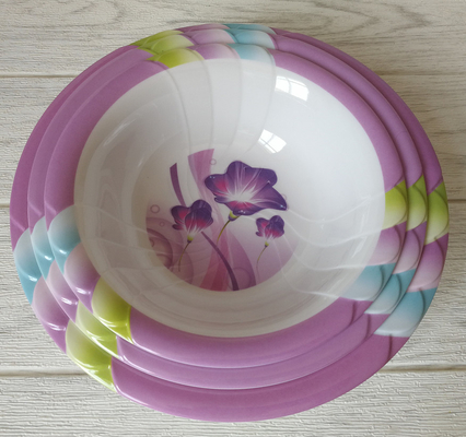 Harga yang bagus Peralatan Makan Melamin Bulat Datar Set Piring Penyajian Plastik Cetak Kustom on line